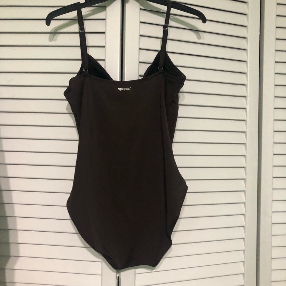 Speedo One Piece Swimsuit Charcoal Brown Size 14 - Picture 2 of 6